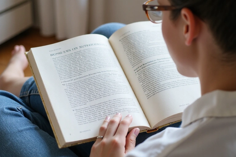 Person liest ein Buch über Ernährung